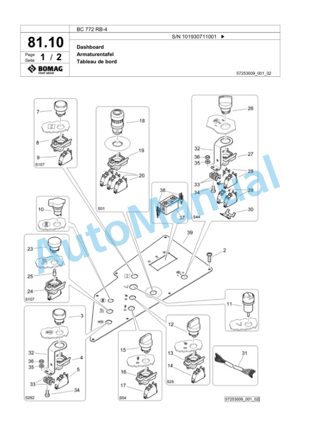 Bomag BC 772 RB-4 Sanitary Landfill Compactor Spare Parts Catalogue 00825765-2