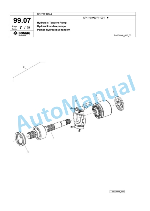 Bomag BC 772 RB-4 Sanitary Landfill Compactor Spare Parts Catalogue 00825765-3