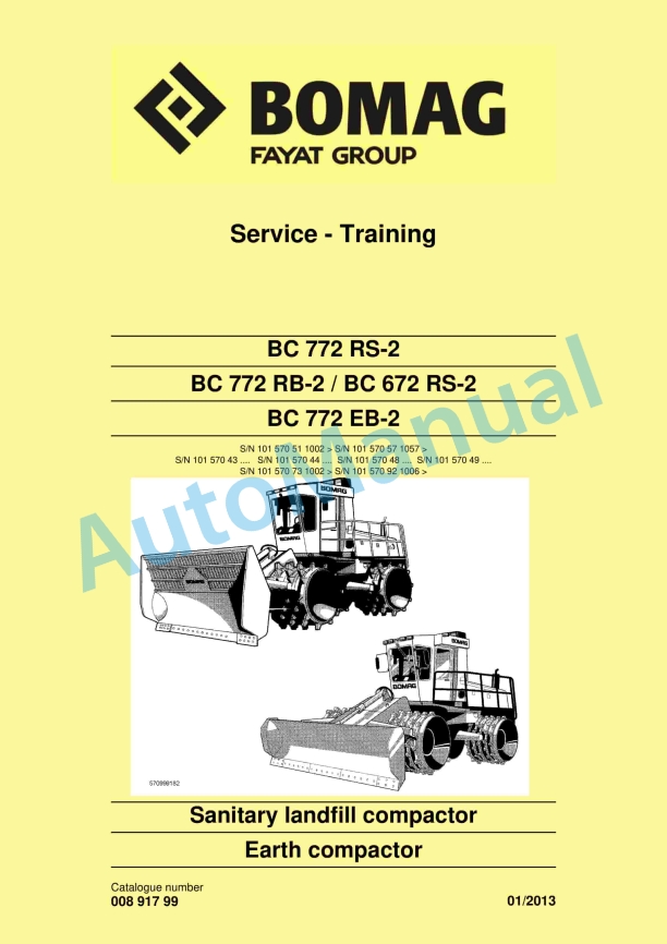 Bomag BC 772 RS-2, BC 772 RB-2, BC 672 RS-2, BC 772 EB-2 Sanitary Landfill Compactor Service Training 00891799