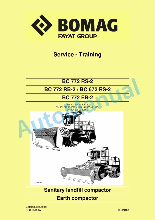 Bomag BC 772 RS-2, BC 772 RB-2, BC 672 RS-2, BC 772 EB-2 Sanitary Landfill Compactor Service Training 00892367