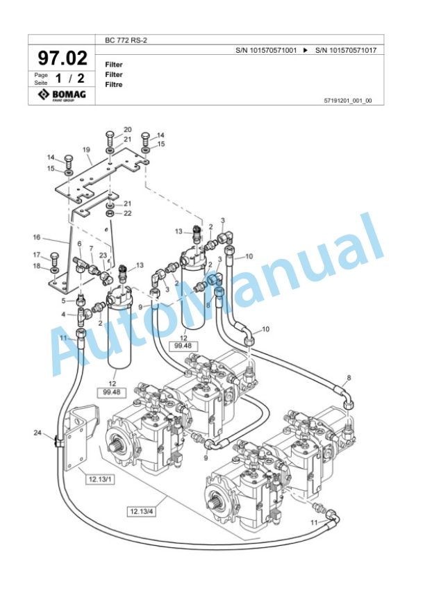 Bomag BC 772 RS-2 Sanitary Landfill Compactor Spare Parts Catalogue 00818185-4