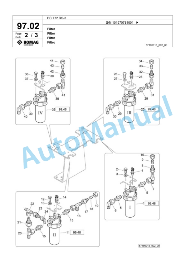 Bomag BC 772 RS-3 Sanitary Landfill Compactor Spare Parts Catalogue 00824349-3