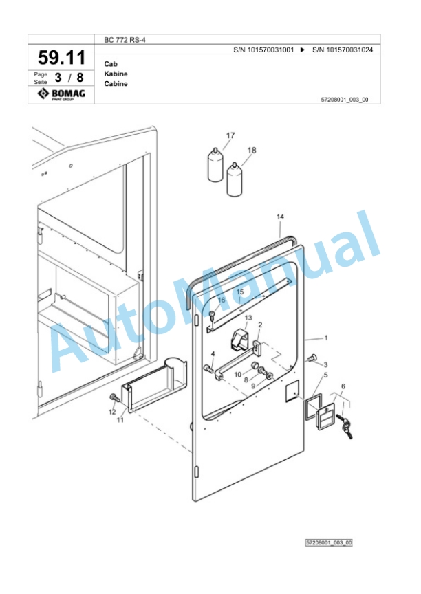 Bomag BC 772 RS-4 Sanitary Landfill Compactor Spare Parts Catalogue 00824529-2