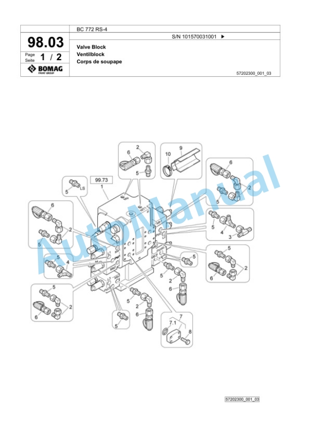 Bomag BC 772 RS-4 Sanitary Landfill Compactor Spare Parts Catalogue 00824529-4