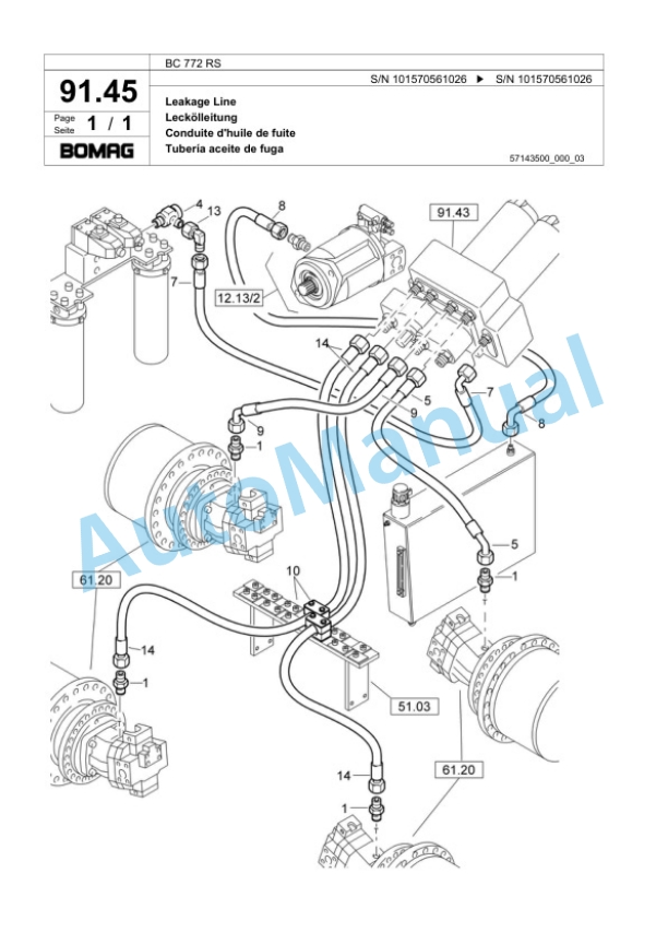 Bomag BC 772 RS Sanitary Landfill Compactor Spare Parts Catalogue 00817407-4