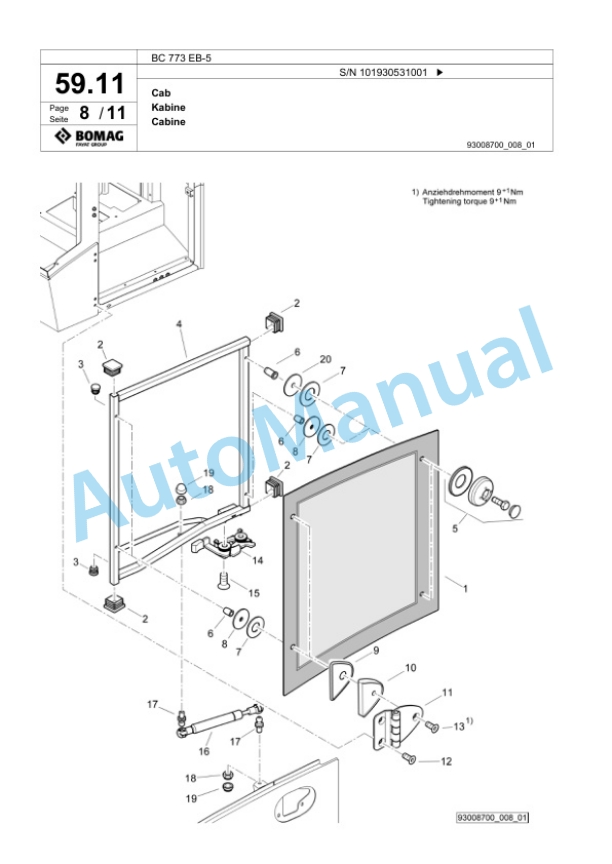 Bomag BC 773 EB-5 Sanitary Landfill Compactor Spare Parts Catalogue 00826865-2