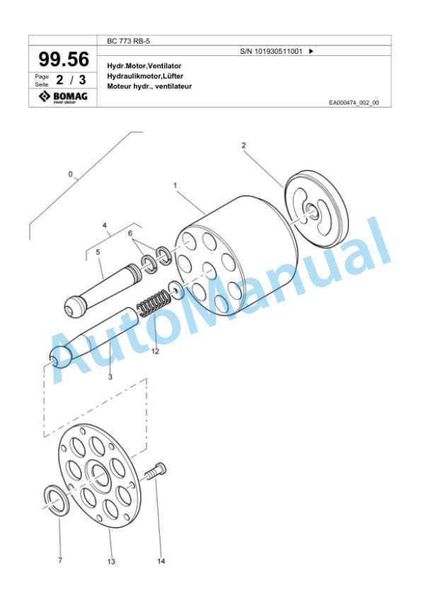 Bomag BC 773 RB-5 Sanitary Landfill Compactor Spare Parts Catalogue 00826861-5