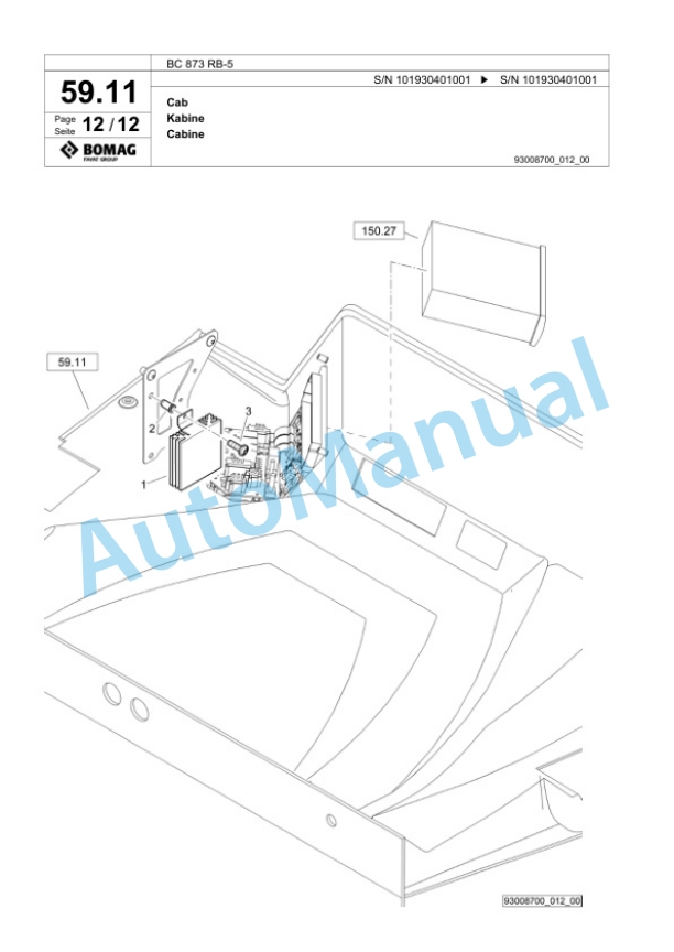 Bomag BC 873 RB-5 Sanitary Landfill Compactor Spare Parts Catalogue 00826033-2