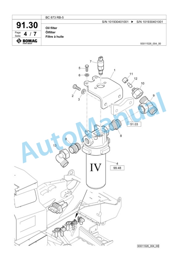 Bomag BC 873 RB-5 Sanitary Landfill Compactor Spare Parts Catalogue 00826033-3