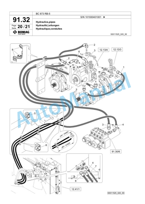 Bomag BC 873 RB-5 Sanitary Landfill Compactor Spare Parts Catalogue 00826033-4