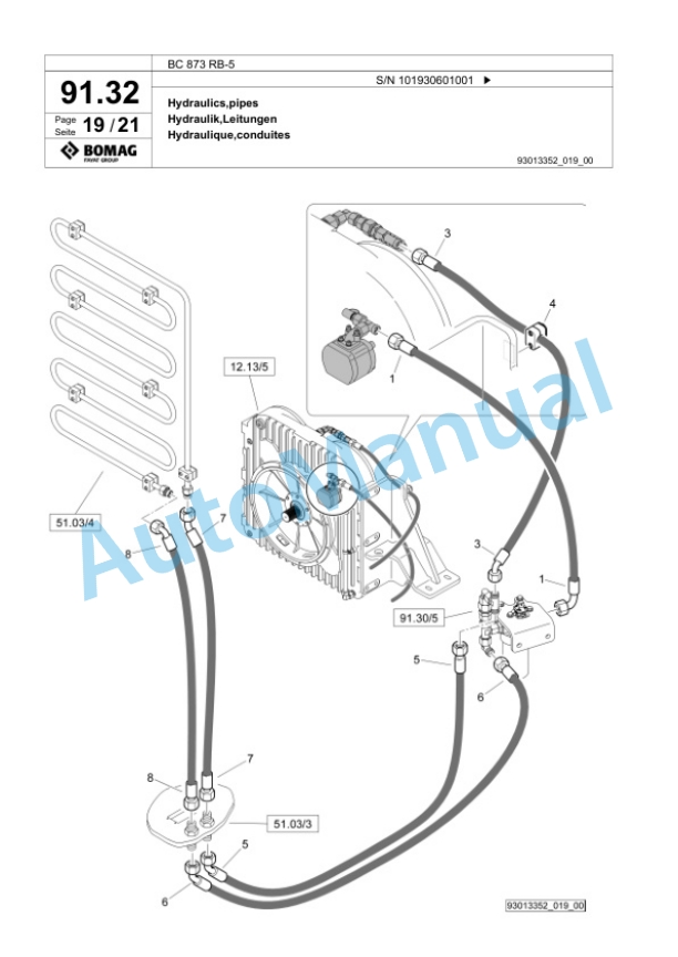 Bomag BC 873 RB-5 Sanitary Landfill Compactor Spare Parts Catalogue 00826465-4