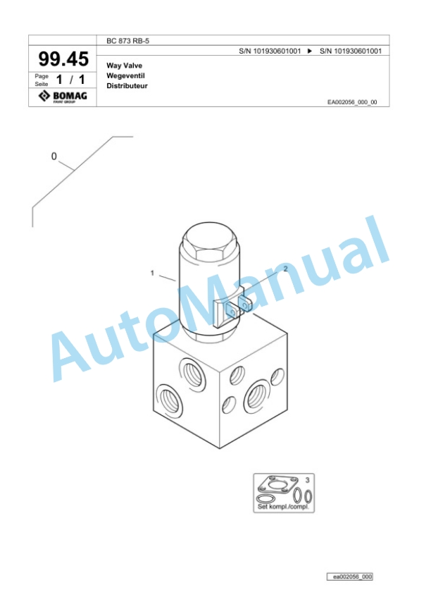 Bomag BC 873 RB-5 Sanitary Landfill Compactor Spare Parts Catalogue 00826465-5