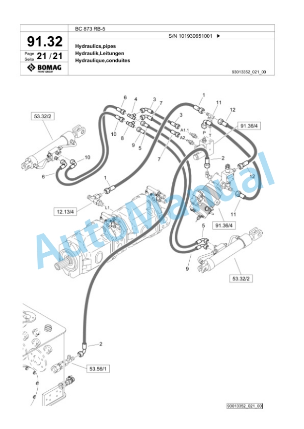 Bomag BC 873 RB-5 Sanitary Landfill Compactor Spare Parts Catalogue 00826655-4