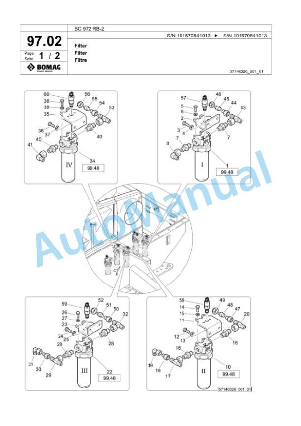 Bomag BC 972 RB-2 Sanitary Landfill Compactor Spare Parts Catalogue 00824623-3
