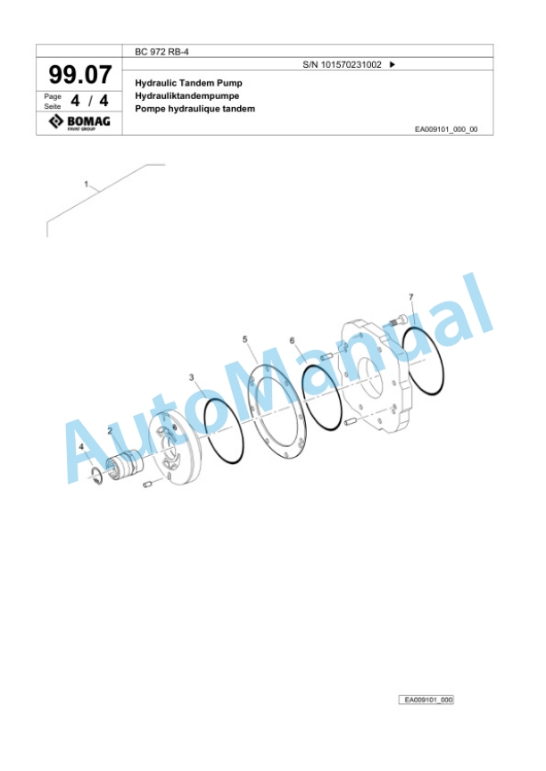 Bomag BC 972 RB-4 Sanitary Landfill Compactor Spare Parts Catalogue 00825119-4