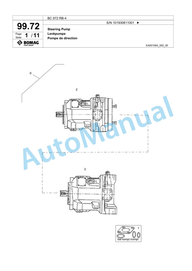 Bomag BC 972 RB-4 Sanitary Landfill Compactor Spare Parts Catalogue 00825773-5