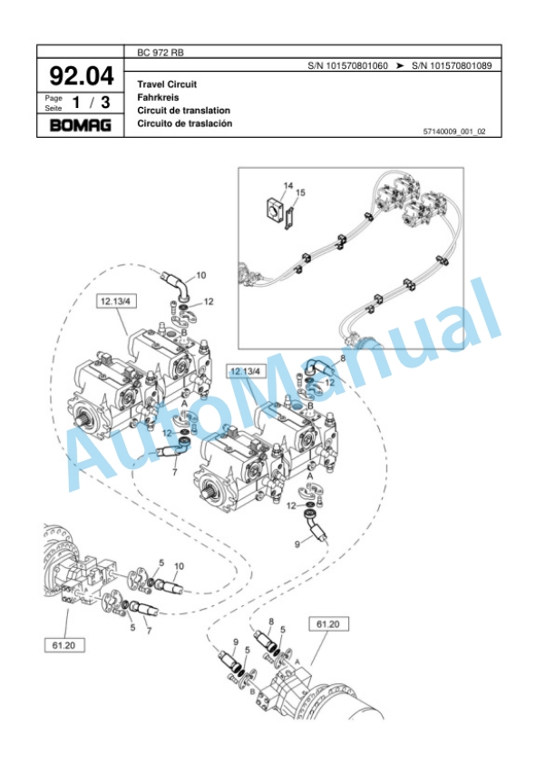 Bomag BC 972 RB Sanitary Landfill Compactor Spare Parts Catalogue 00817408-3