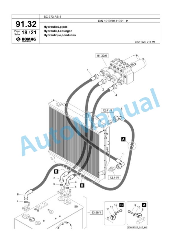 Bomag BC 973 RB-5 Sanitary Landfill Compactor Spare Parts Catalogue 00826035-4