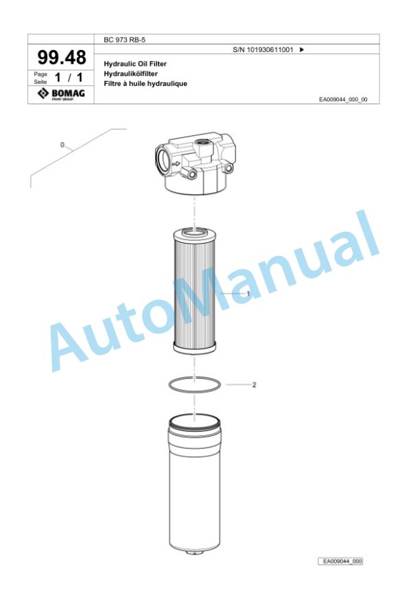 Bomag BC 973 RB-5 Sanitary Landfill Compactor Spare Parts Catalogue 00826463-5
