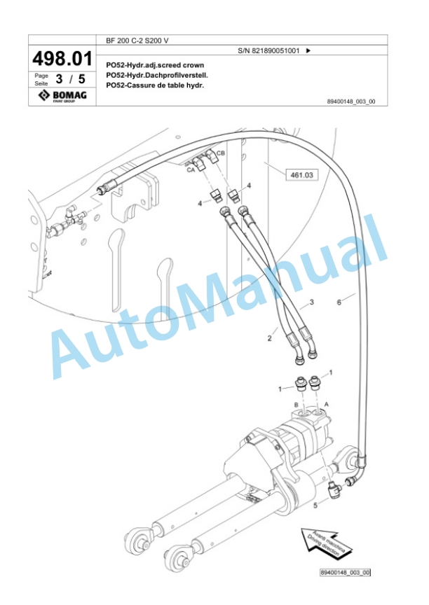 Bomag BF 200 C-2 S200 V Paver Spare Parts Catalogue 00825339-5