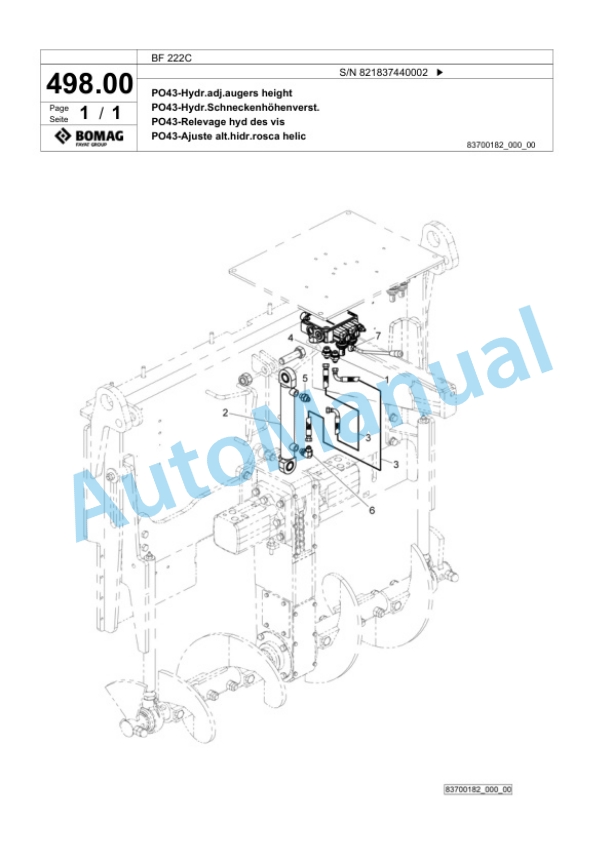 Bomag BF 222C Paver Spare Parts Catalogue 00800734-3