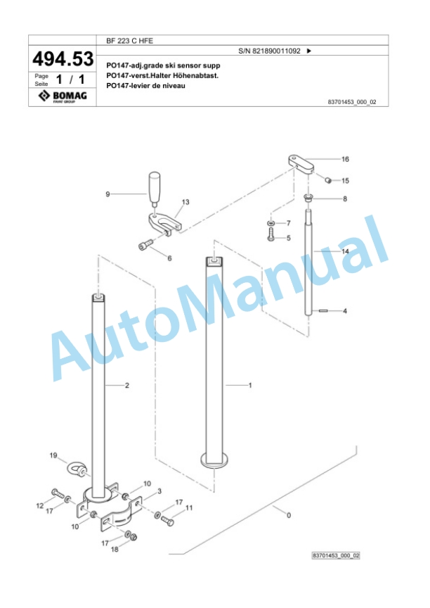 Bomag BF 223 C HFE Paver Spare Parts Catalogue 00824301-5