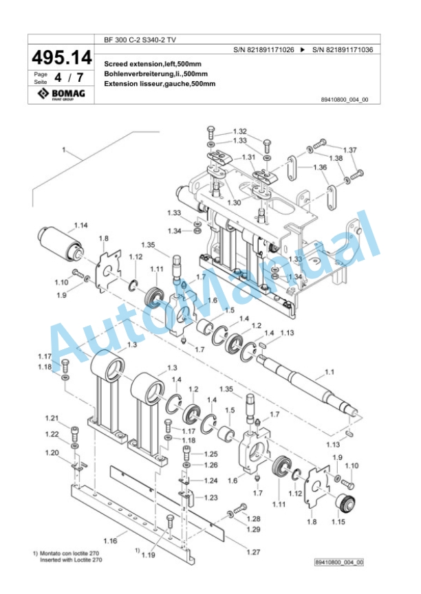 Bomag BF 300 C-2 S340-2 TV Paver Spare Parts Catalogue 00800809-5