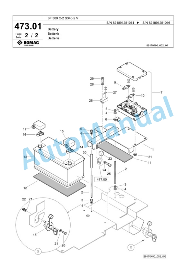 Bomag BF 300 C-2 S340-2 V Paver Spare Parts Catalogue 00825653-2