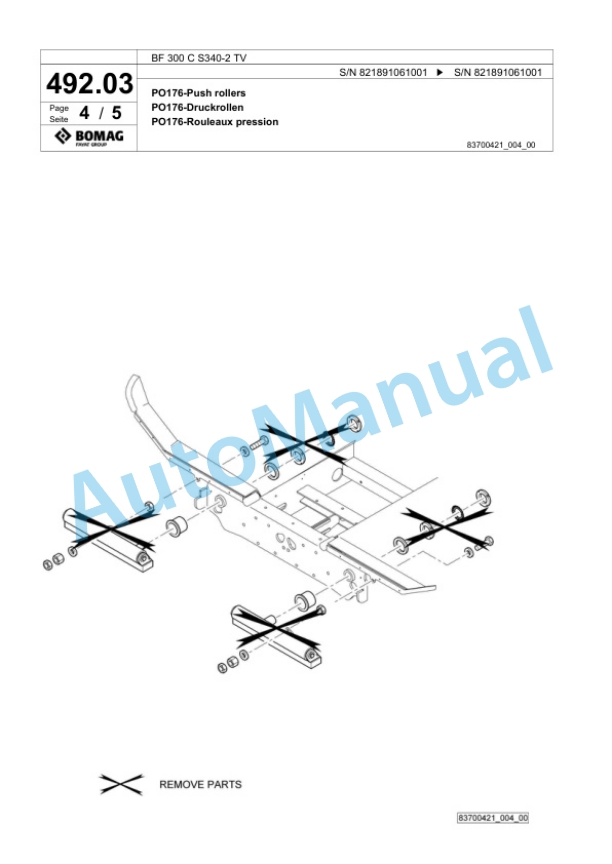 Bomag BF 300 C S340-2 TV Paver Spare Parts Catalogue 00800757-2
