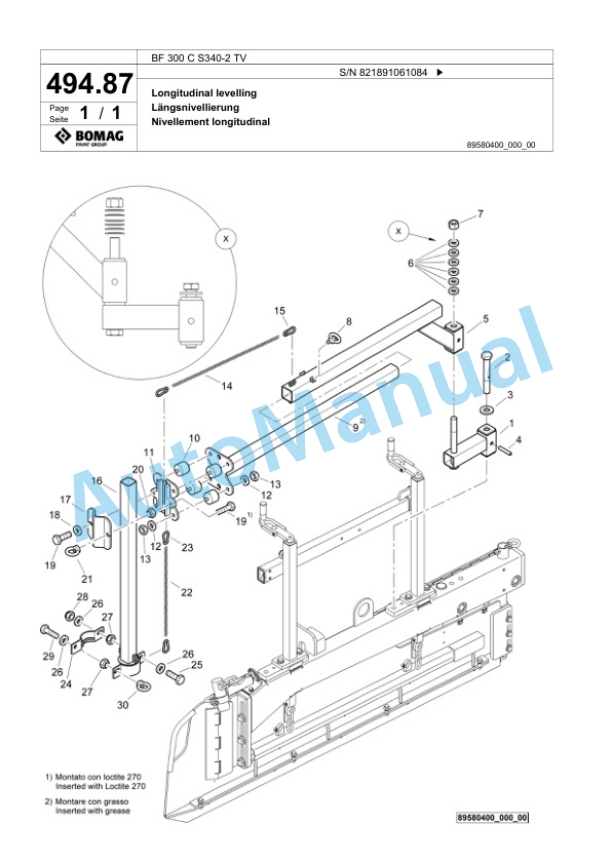 Bomag BF 300 C S340-2 TV Paver Spare Parts Catalogue 00800757-3