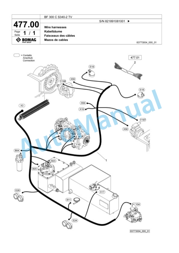 Bomag BF 300 C S340-2 TV Paver Spare Parts Catalogue 00800761-2