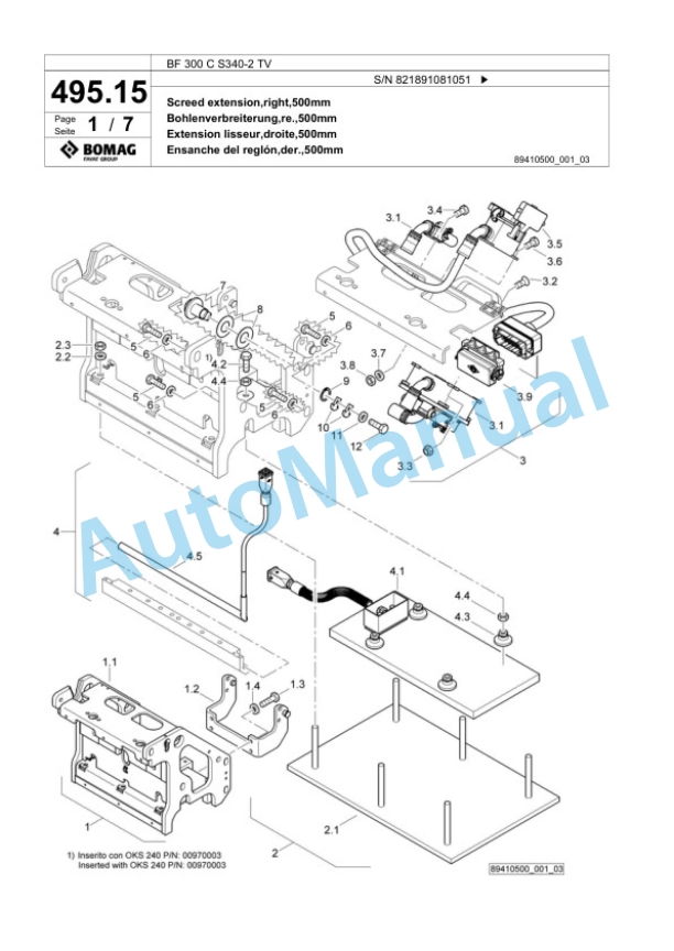 Bomag BF 300 C S340-2 TV Paver Spare Parts Catalogue 00800761-5