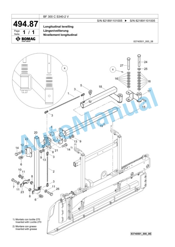 Bomag BF 300 C S340-2 V Paver Spare Parts Catalogue 00800765-5