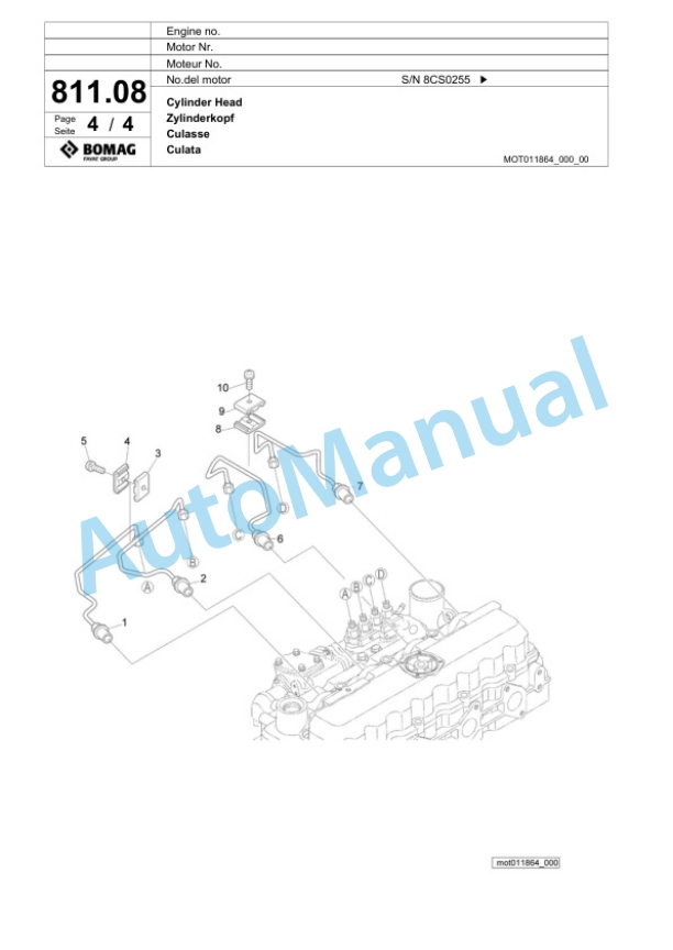 Bomag BF 300 C S340-2 V Paver Spare Parts Catalogue 00800769-5