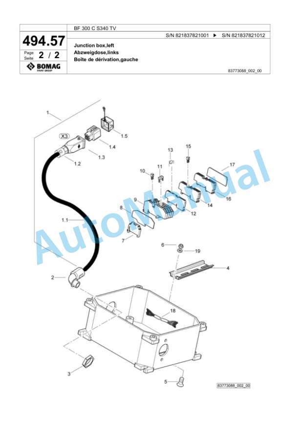 Bomag BF 300 C S340 TV Paver Spare Parts Catalogue 00800717-4