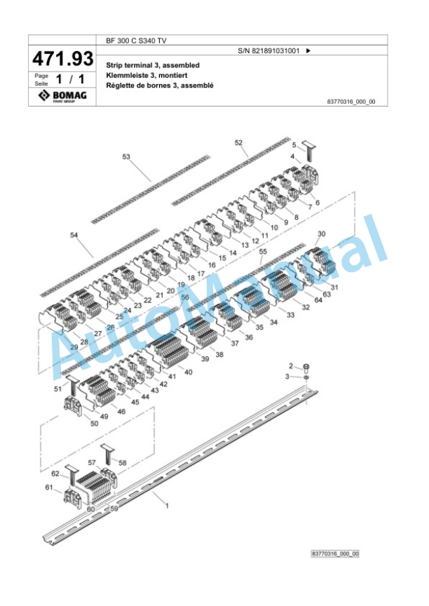 Bomag BF 300 C S340 TV Paver Spare Parts Catalogue 00824191-2