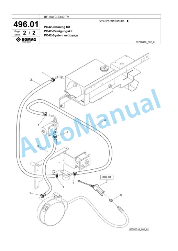Bomag BF 300 C S340 TV Paver Spare Parts Catalogue 00824191-4