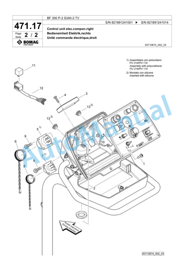Bomag BF 300 P-2 S340-2 TV Paver Spare Parts Catalogue 00825651-2