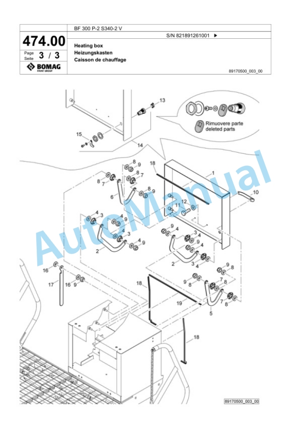 Bomag BF 300 P-2 S340-2 V Paver Spare Parts Catalogue 00825655-2