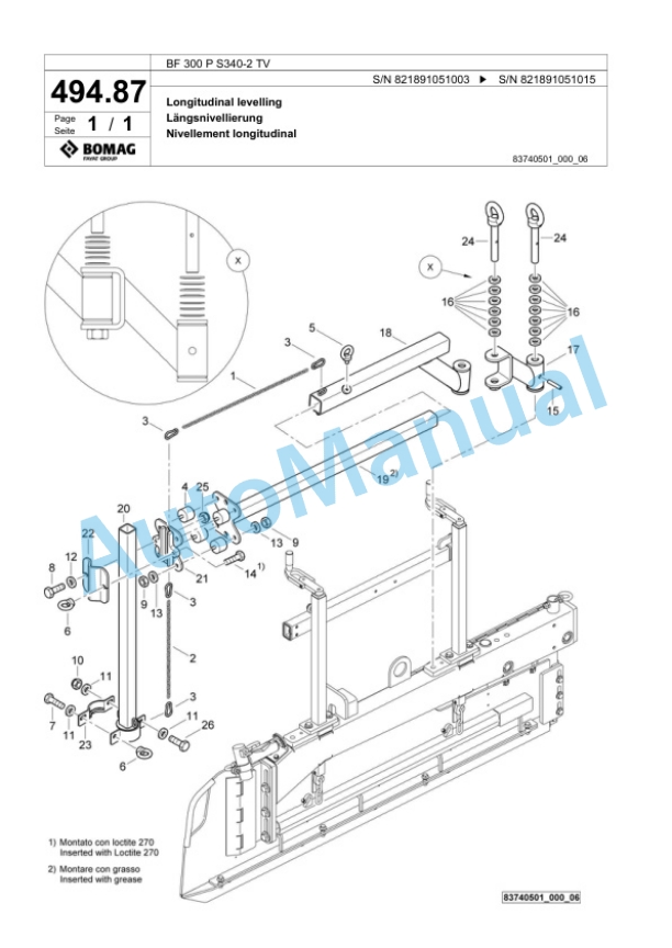 Bomag BF 300 P S340-2 TV Paver Spare Parts Catalogue 00800755-4