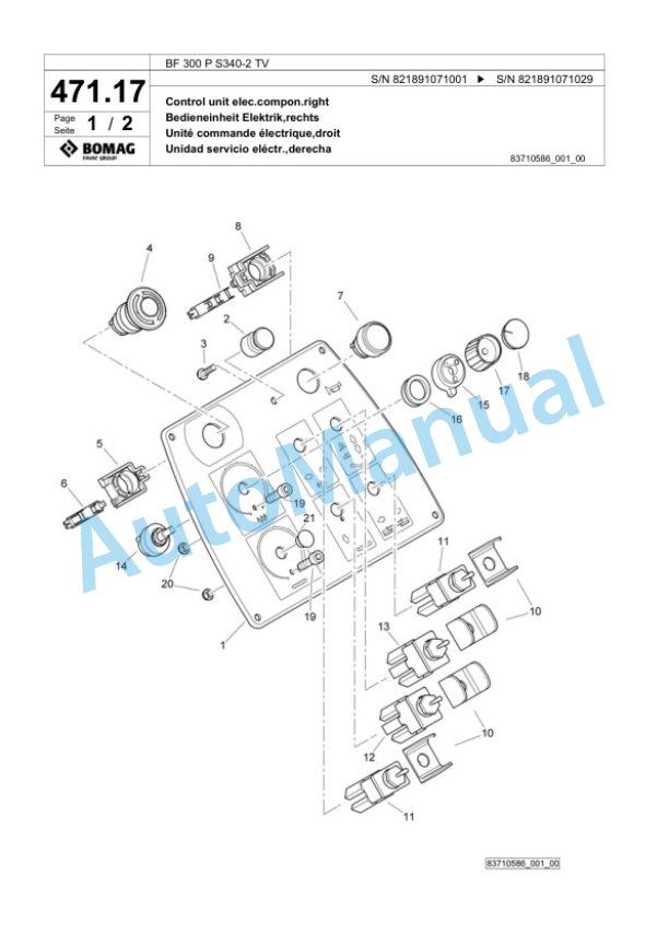 Bomag BF 300 P S340-2 TV Paver Spare Parts Catalogue 00800759-2