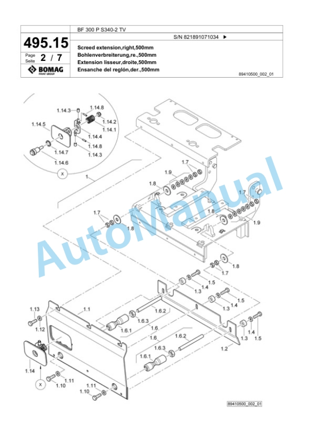 Bomag BF 300 P S340-2 TV Paver Spare Parts Catalogue 00800759-5