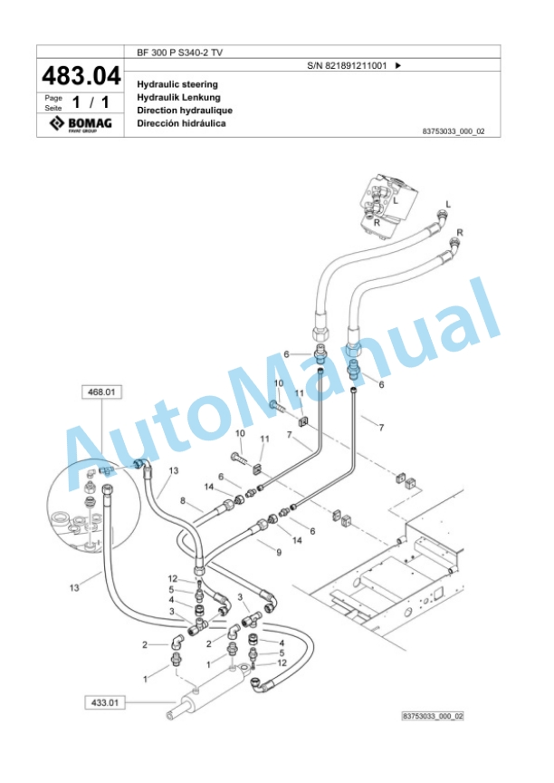 Bomag BF 300 P S340-2 TV Paver Spare Parts Catalogue 00800817-2