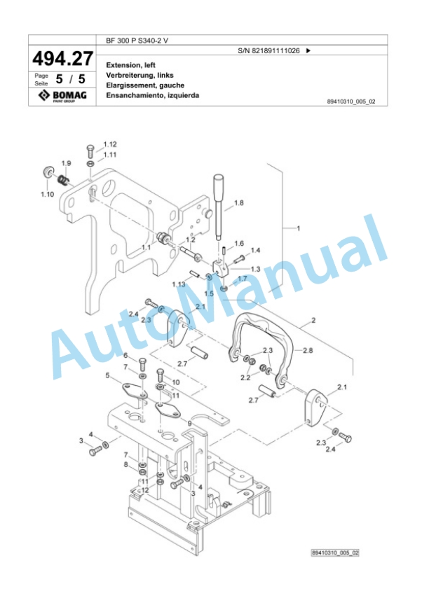Bomag BF 300 P S340-2 V Paver Spare Parts Catalogue 00800767-3