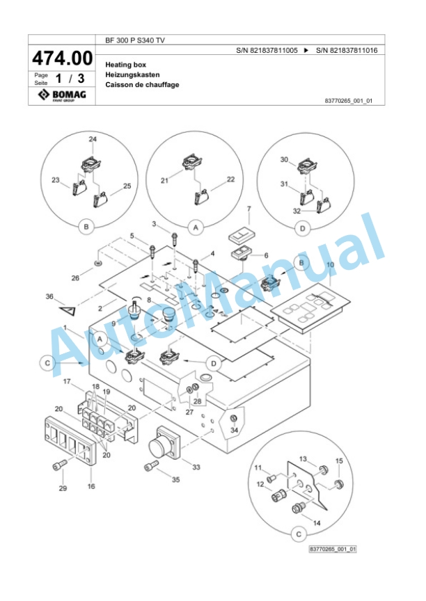 Bomag BF 300 P S340 TV Paver Spare Parts Catalogue 00800715-2