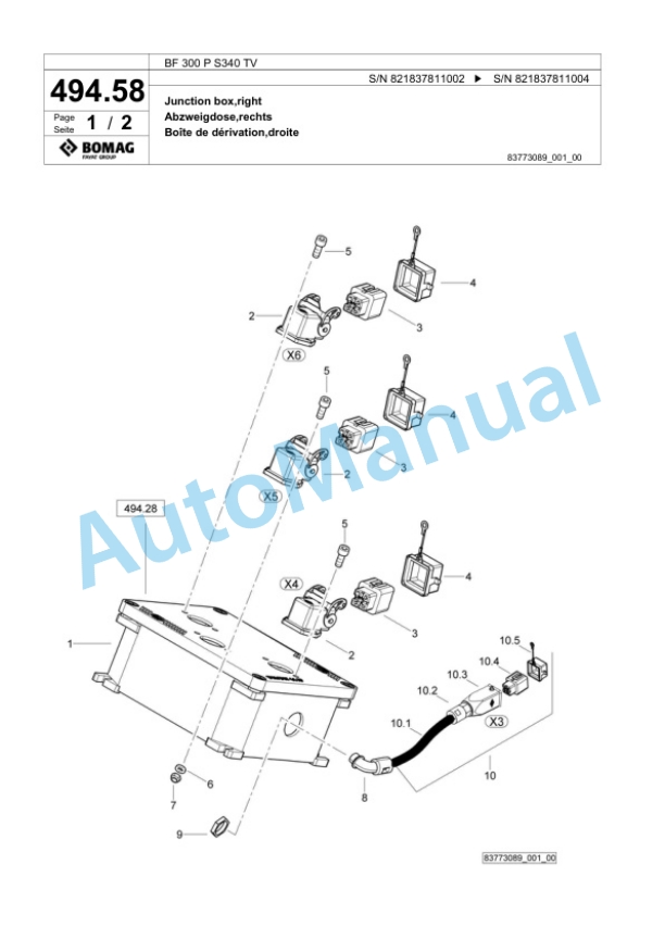 Bomag BF 300 P S340 TV Paver Spare Parts Catalogue 00800715-4