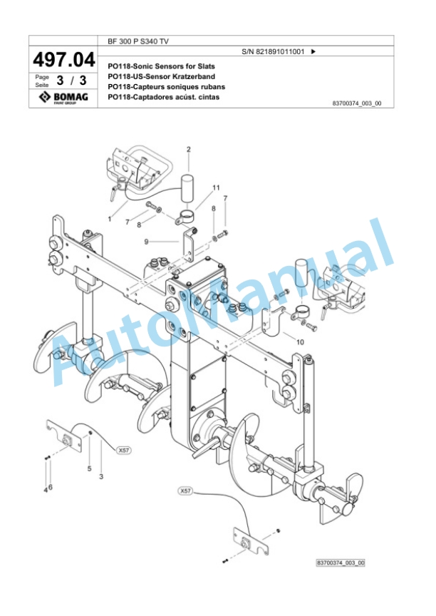 Bomag BF 300 P S340 TV Paver Spare Parts Catalogue 00824187-4