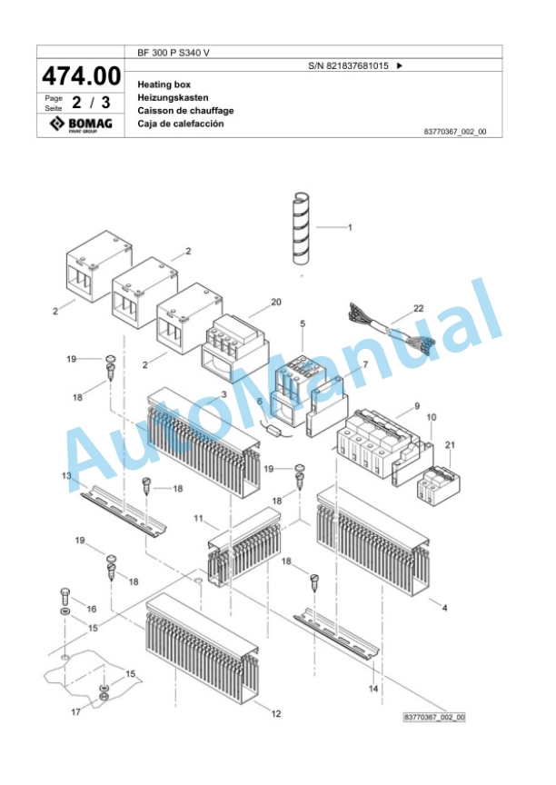 Bomag BF 300 P S340 V Paver Spare Parts Catalogue 00800711-2