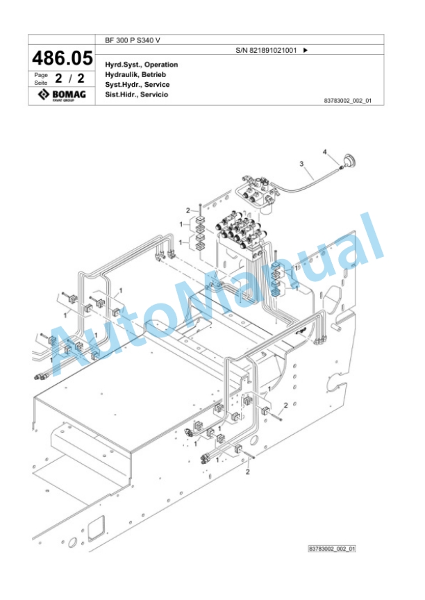 Bomag BF 300 P S340 V Paver Spare Parts Catalogue 00824189-2