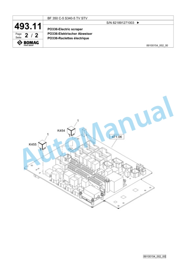 Bomag BF 350 C-5 S340-5 TV STV Paver Spare Parts Catalogue 00827027-3